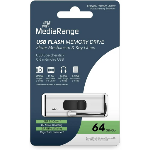 MediaRange USB Flash Drive 64GB USB 3.2 - USB флаш памети<<<Памети<<<MediaTrade