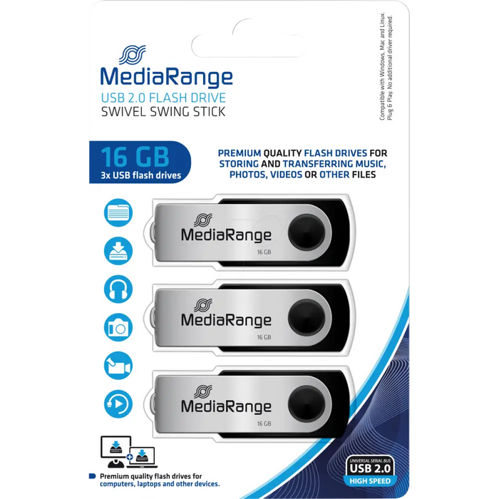 MediaRange USB flash drives 16GB 3 pieces - USB флаш памети<<<Памети<<<MediaTrade