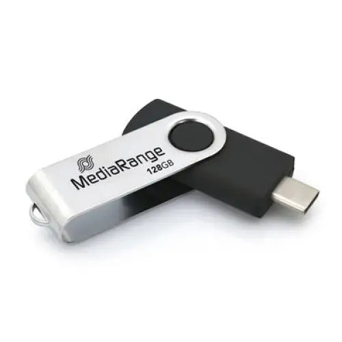 MediaRange USB Type-C® 3.2 Gen 1 Flash Drive Rotating Housing Silver/Black 128 GB - USB флаш