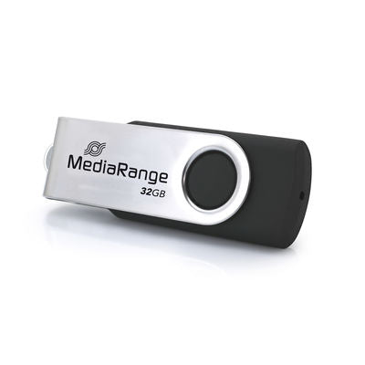 MediaRange USB Type-C® 3.2 Gen 1 Flash Drive, Rotating Housing, Silver/Black, 32GB