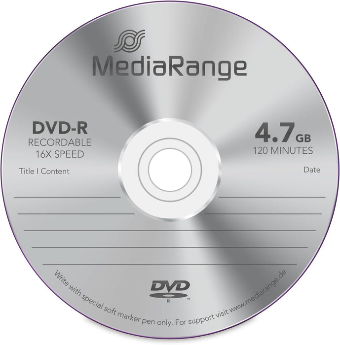 MediaRange DVD-R 4.7 GB I 120 minutes, 16x speed, 50 pcs. in cellophane