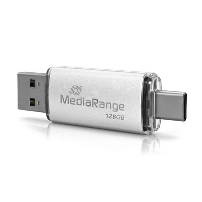 MediaRange USB 3.2 Gen 1 Combo Flash Drive with Type-C®, Silver, 128GB