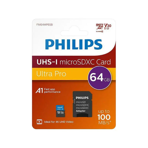 Memory USB Philips MicroSDHC 64GB Cl.10/U3 - USB памети<<<Устройства за съхранение<<<Лаптопи компютри и