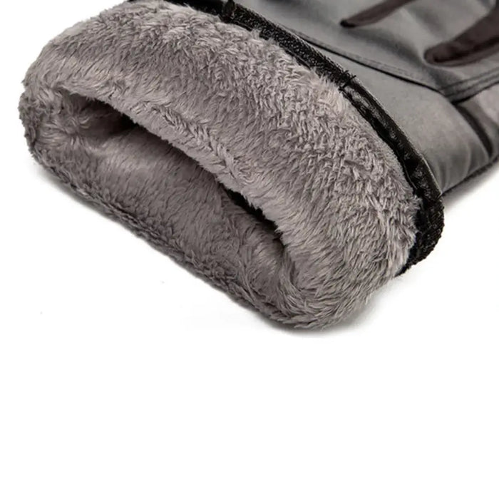 Men’s insulated PU leather phone gloves - black - Cycling gloves<<<HurtelXML