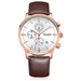 Men’s waterproof quartz watch with leather strap MEGIR 2011 - Brown-gold-white - Men’s Watches