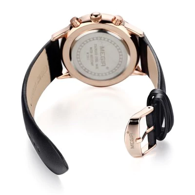 Men’s waterproof quartz watch with leather strap MEGIR 2011 - Men’s Watches