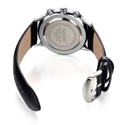 Men’s waterproof quartz watch with leather strap MEGIR 2011 - Men’s Watches