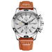 Men’s waterproof quartz watch with leather strap OCHSTIN 075B - silver - Men’s Watches