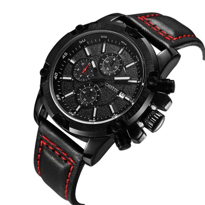 Men’s waterproof quartz watch with leather strap OCHSTIN 075B - Men’s Watches