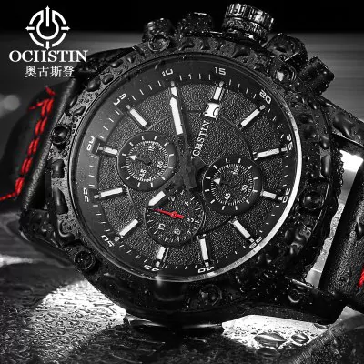 Men’s waterproof quartz watch with leather strap OCHSTIN 075B - Men’s Watches