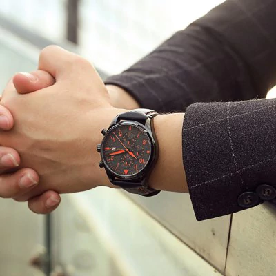 Men’s waterproof quartz watch with leather strap OCHSTIN GQ043B - Men’s Watches