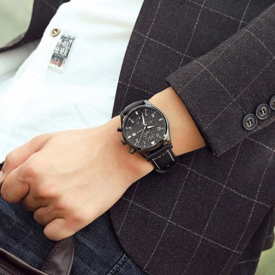Men’s waterproof quartz watch with leather strap OCHSTIN GQ043B - Men’s Watches