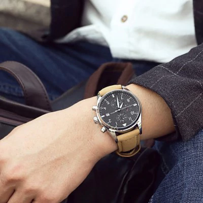 Men’s waterproof quartz watch with leather strap OCHSTIN GQ043B - Men’s Watches