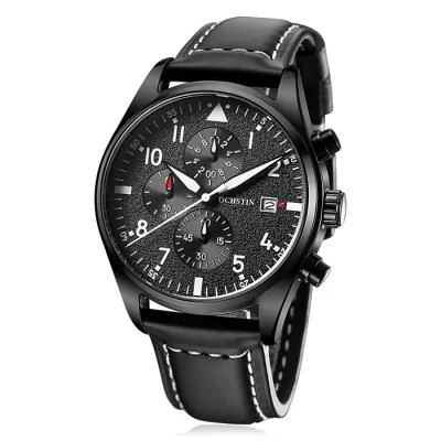 Men’s waterproof quartz watch with leather strap OCHSTIN GQ043B - Men’s Watches