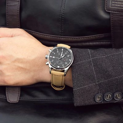 Men’s waterproof quartz watch with leather strap OCHSTIN GQ043B - Men’s Watches