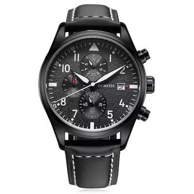 Men’s waterproof quartz watch with leather strap OCHSTIN GQ043B - black - Men’s Watches