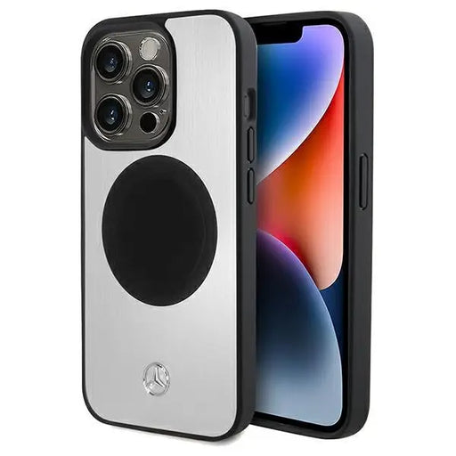Mercedes Leather&Alu MagSafe case for iPhone 15 Pro Max - silver - Cell phone cases and covers<<<HurtelXML