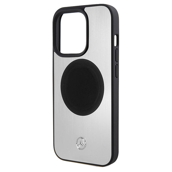 Mercedes Leather&Alu MagSafe case for iPhone 15 Pro - silver - Cell phone cases and covers<<<HurtelXML