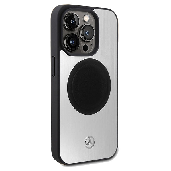 Mercedes Leather&Alu MagSafe case for iPhone 15 Pro - silver - Cell phone cases and covers<<<HurtelXML