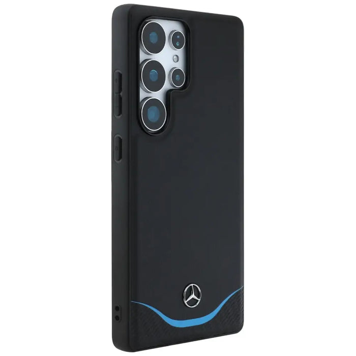 Mercedes Leather Contrasted Blue Horizontal Curve MagSafe Case for Samsung Galaxy S25 Ultra - Black - Cell phone cases