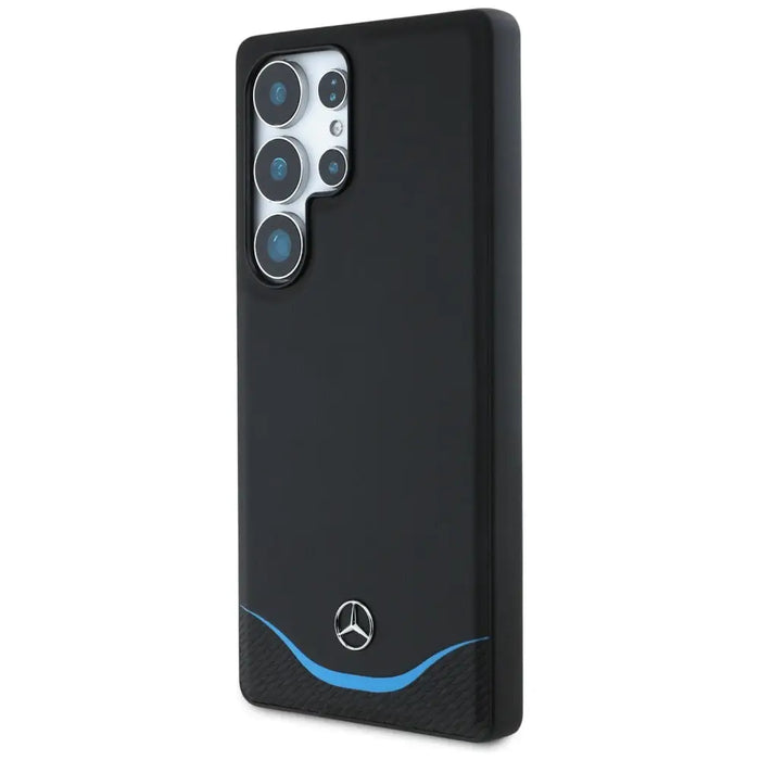 Mercedes Leather Contrasted Blue Horizontal Curve MagSafe Case for Samsung Galaxy S25 Ultra - Black - Cell phone cases