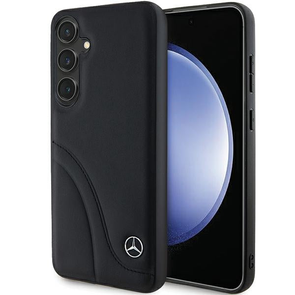 Mercedes Leather Curved Stitches case for Samsung Galaxy S24+ - black - Cell phone cases and covers<<<HurtelXML