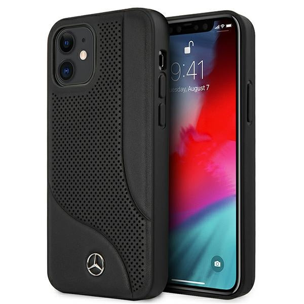 Mercedes Leather Perforated Area Case for iPhone 12 mini - Black - Cell phone cases and covers<<<HurtelXML