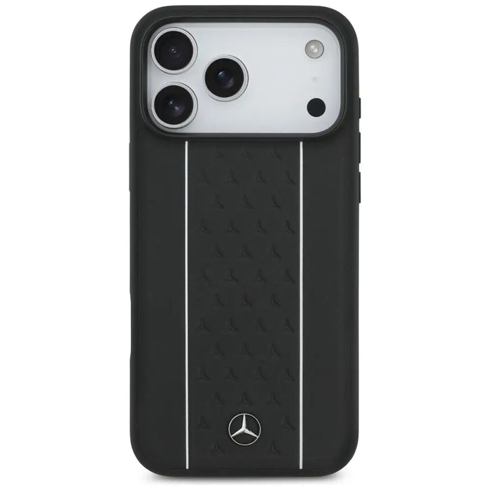Mercedes Leather Star Pattern Stripes MagSafe Case for iPhone 17 Pro Max - Black - Cell phone cases