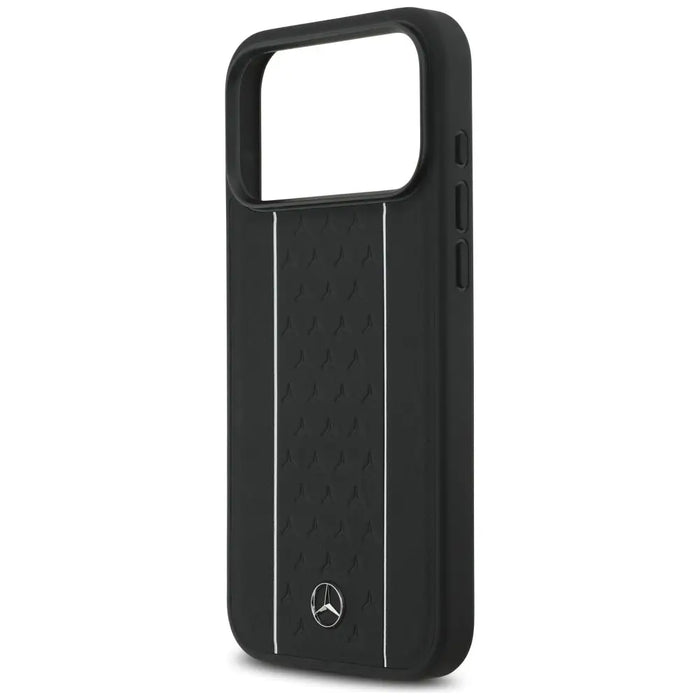 Mercedes Leather Star Pattern Stripes MagSafe Case for iPhone 17 Pro Max - Black - Cell phone cases
