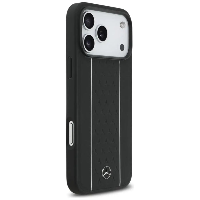 Mercedes Leather Star Pattern Stripes MagSafe Case for iPhone 17 Pro Max - Black - Cell phone cases