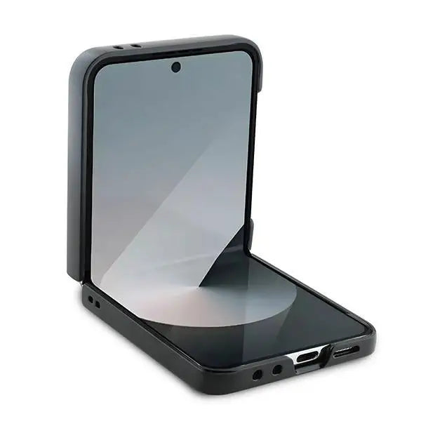 Mercedes Leather Wood Imitation MagSafe Case for Samsung Galaxy Z Flip 6 - Black - Cell phone cases