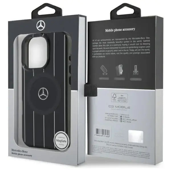 Mercedes MB Double Layer Crossed Lines MagSafe Case for iPhone 16 Pro Max - Black - Cell phone cases