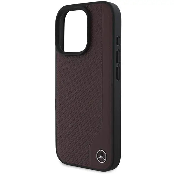Mercedes MB Wood Imitation Leather MagSafe Case for iPhone 16 Pro Max - Red - Cell phone cases and covers<<<HurtelXML