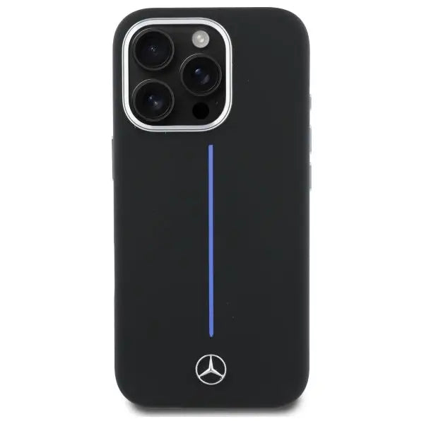 Mercedes Silicone Blue Stripe MagSafe iPhone 16 Pro Case - Black - Cell phone cases and covers<<<HurtelXML