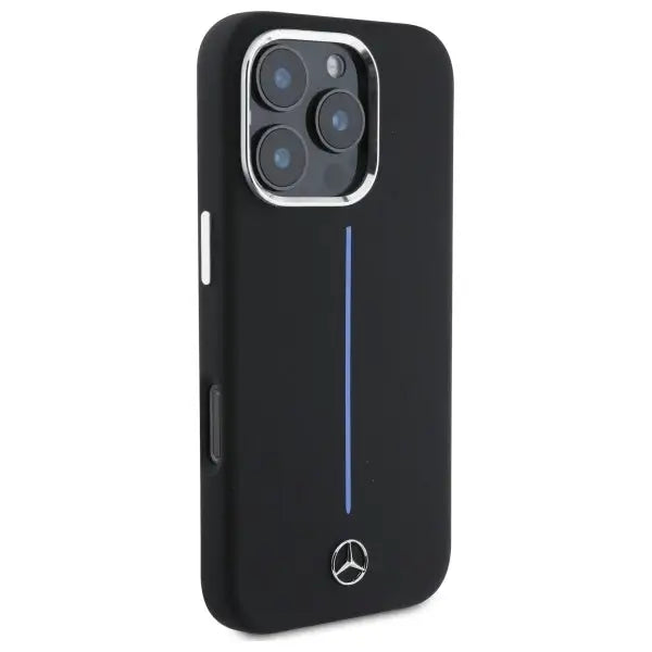 Mercedes Silicone Blue Stripe MagSafe iPhone 16 Pro Case - Black - Cell phone cases and covers<<<HurtelXML