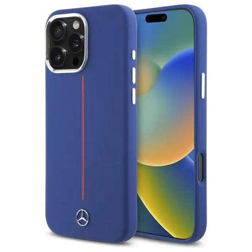 Mercedes Silicone Red Stripe MagSafe Case for iPhone 16 Pro Max - Navy Blue - Cell phone cases and covers<<<HurtelXML