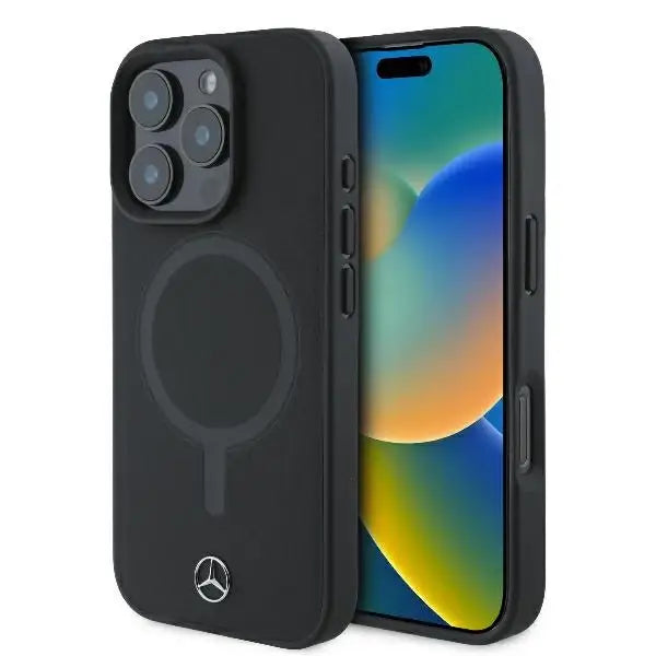 Mercedes Smooth Leather MagSafe iPhone 16 Pro Max Case - Black - Cell phone cases and covers<<<HurtelXML