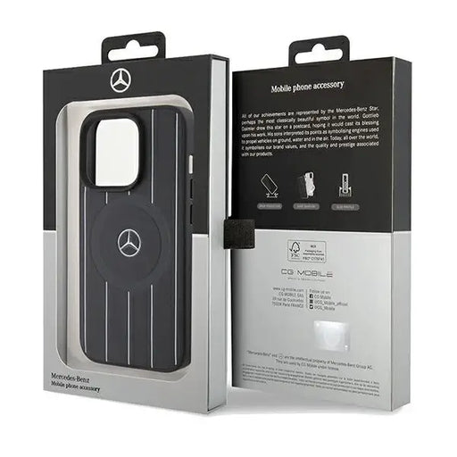 Mercedes Stripes Pattern Leather MagSafe case for iPhone 15 Pro Max - black - Cell phone cases and covers<<<HurtelXML