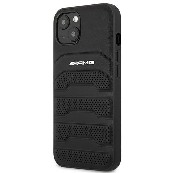 AMG AMHCP14MGSEBK iPhone 14 Plus 6,7 "black / black hardcase Leather Debossed Lines