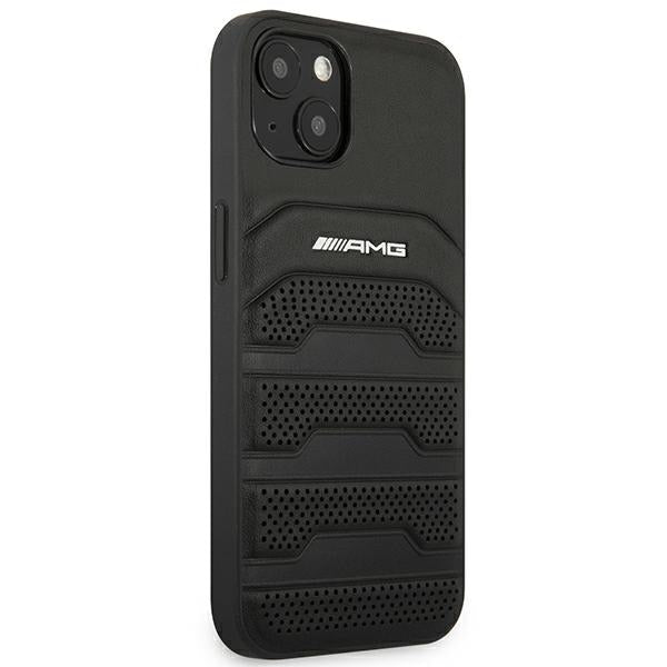 AMG AMHCP14MGSEBK iPhone 14 Plus 6,7 "black / black hardcase Leather Debossed Lines