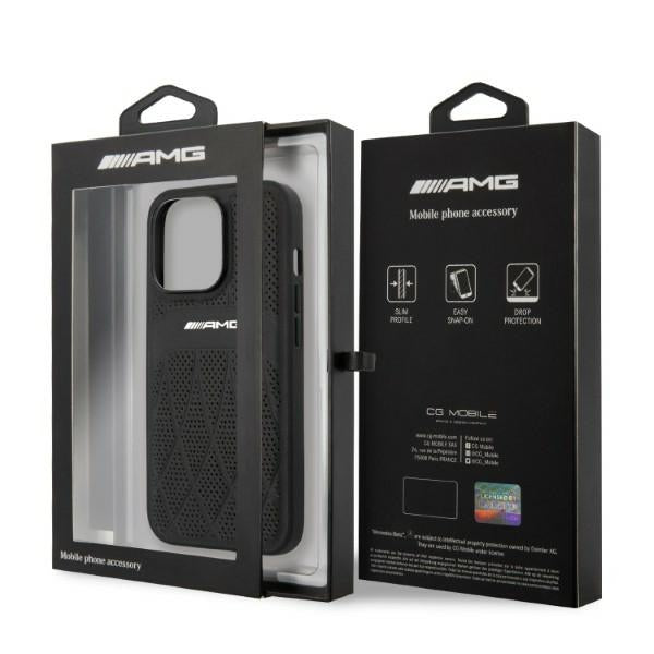 AMG Leather Curved Lines case for iPhone 13 Pro Max - black