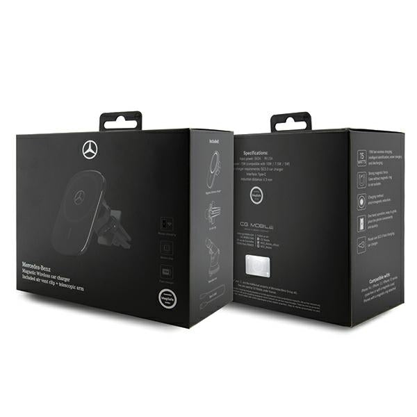 Mercedes MEWCCGSLK 15W induction holder for air vent/glass black/black Silver Stars MagSafe