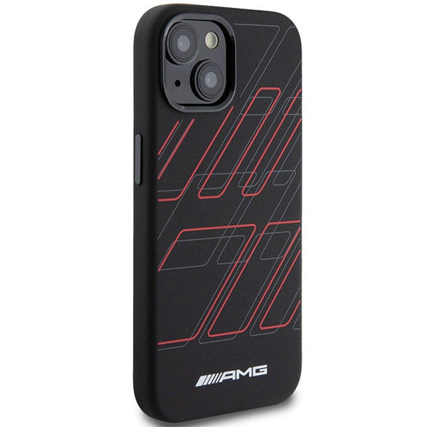 AMG Silicone Large Rhombuses Pattern MagSafe Case for iPhone 15/14/13 - Black