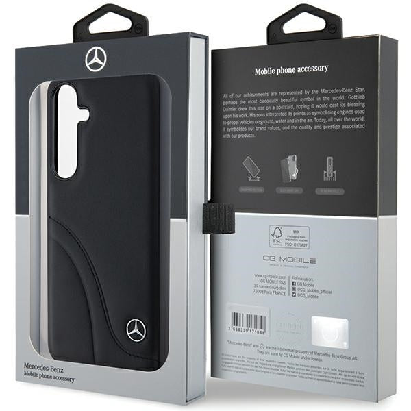 Mercedes Leather Curved Stitches case for Samsung Galaxy S24+ - black