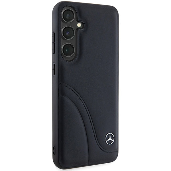 Mercedes Leather Curved Stitches case for Samsung Galaxy S24 - black