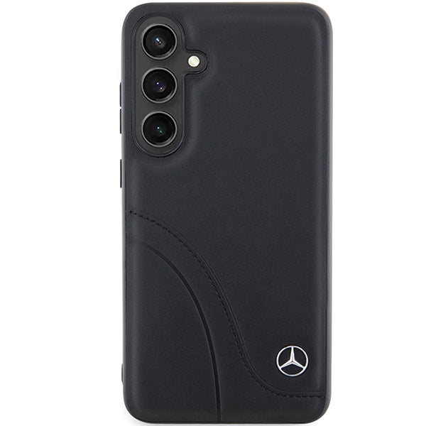 Mercedes Leather Curved Stitches case for Samsung Galaxy S24 - black