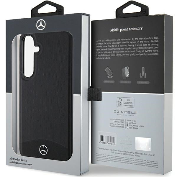 Mercedes Leather Textured &amp; Plain MagSafe case for Samsung Galaxy S24+ - black