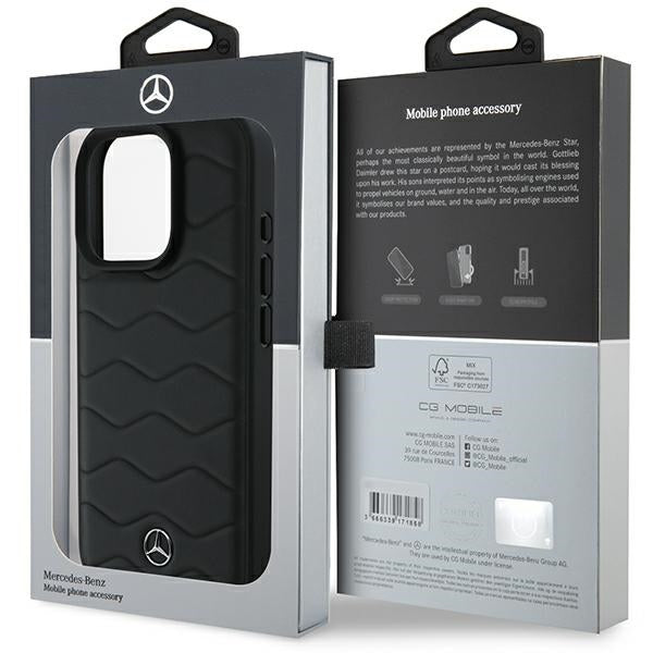 Mercedes MB Waves Leather iPhone 16 Pro Case - Black