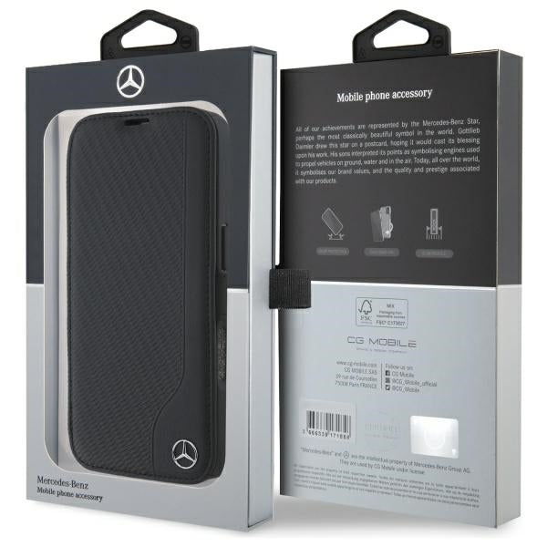 Mercedes Leather Wood Imitation iPhone 16 Case - Black