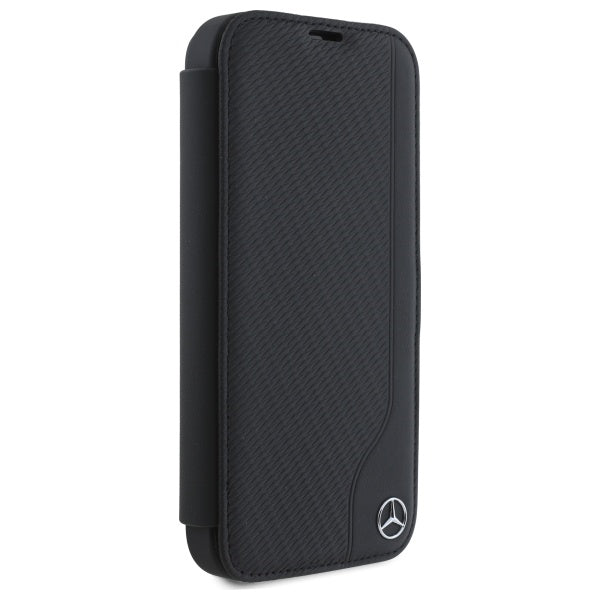 Mercedes Leather Wood Imitation iPhone 16 Case - Black